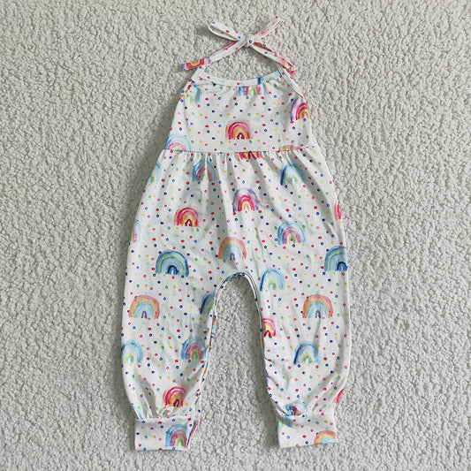 girls rainbow colorful dots halter jumpsuits SR0050