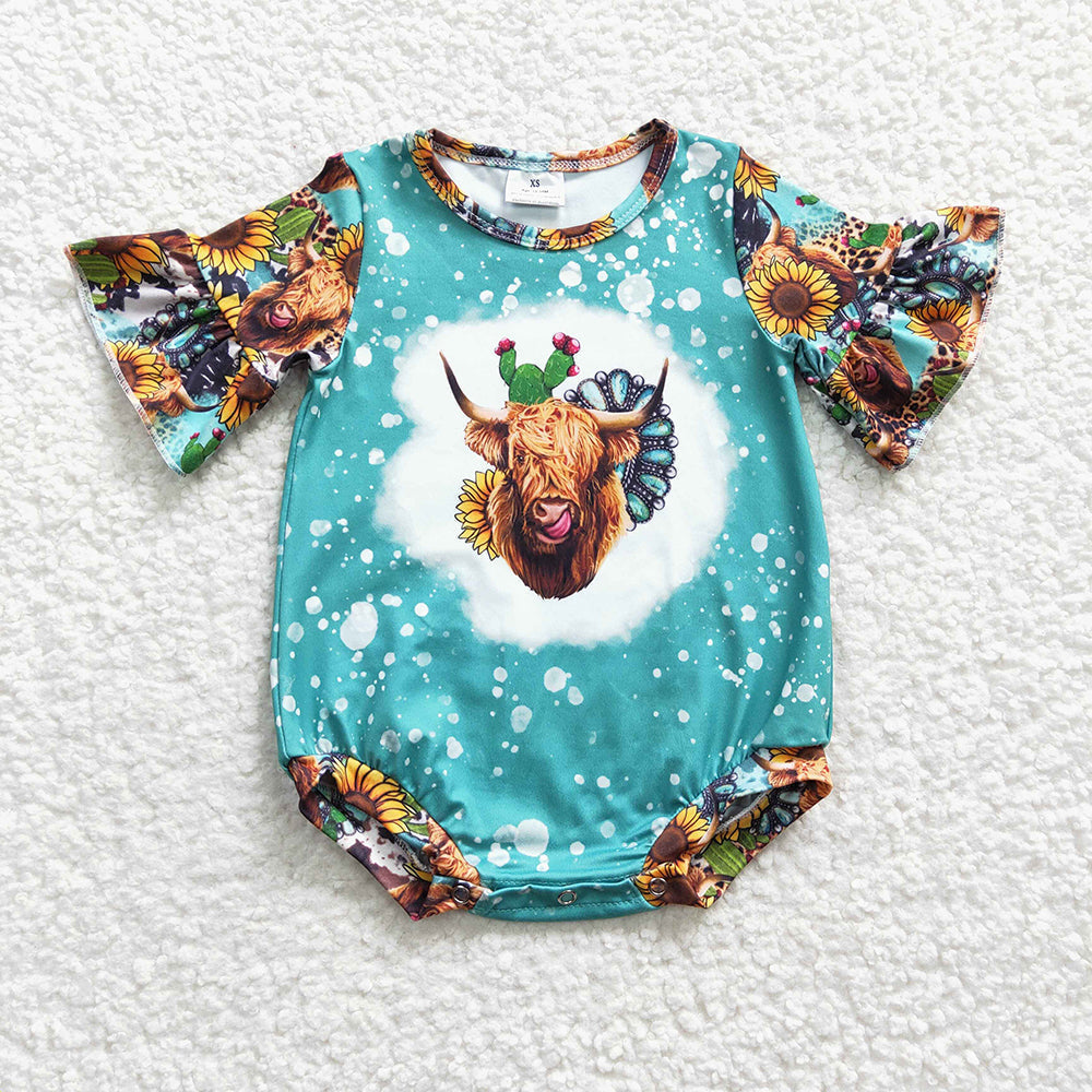 Sibling Baby Girls Western Flutter Sleeve Rompers