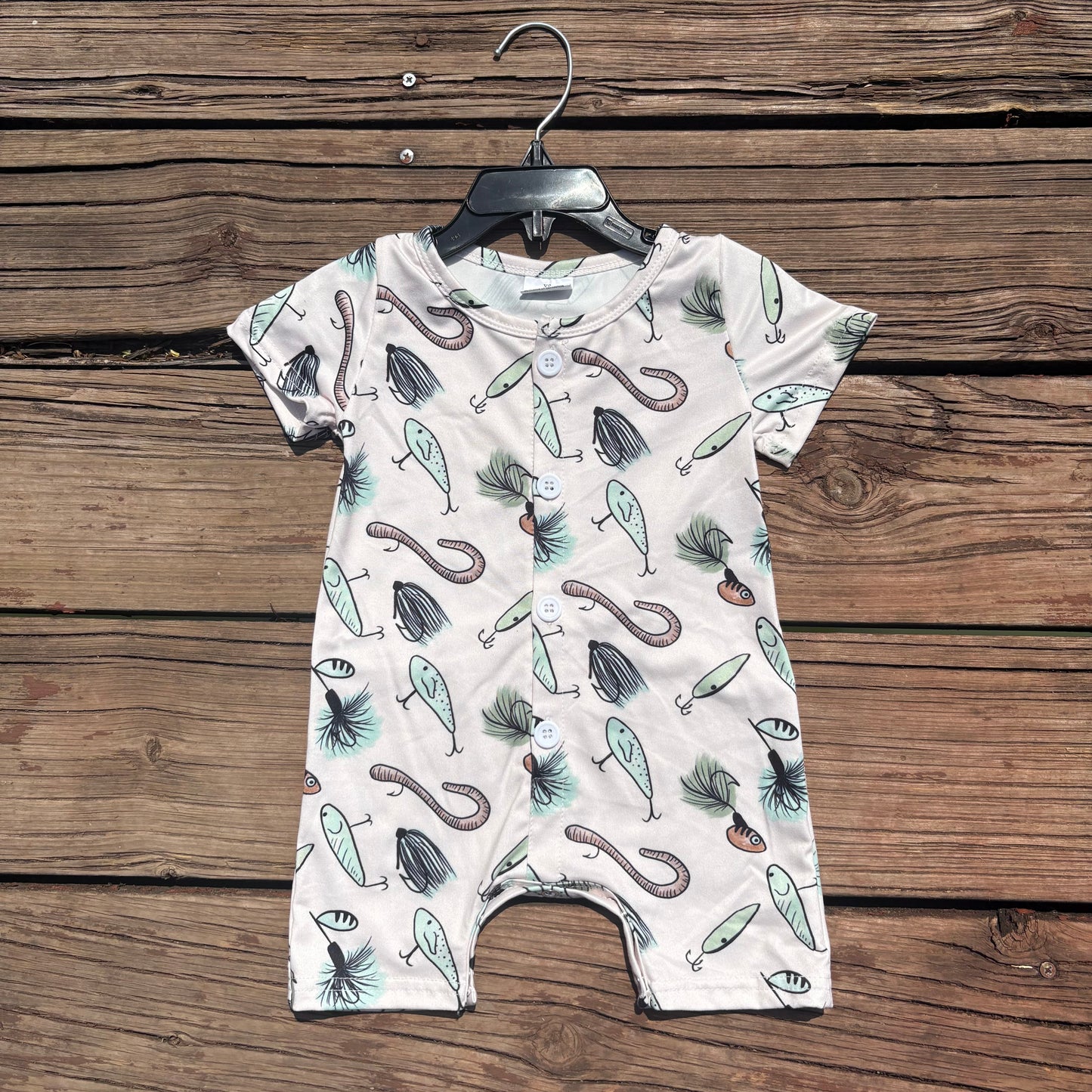SR0259 baby boy fishing hunting buttons rompers