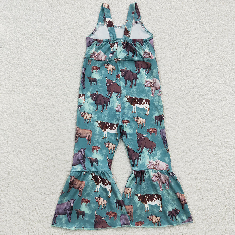 Sibling Baby Girls Summer Western Strap Jumpsuits