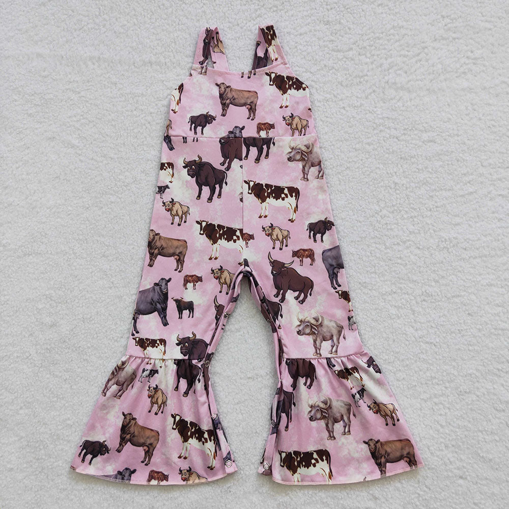 Sibling Baby Girls Summer Western Strap Jumpsuits