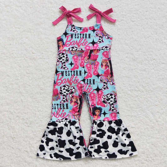 SR0425  girls western doll print jumpsuits