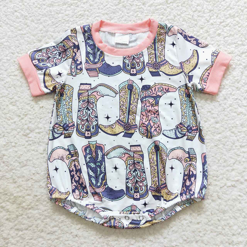 Sibling Baby Girls Western Flutter Sleeve Rompers