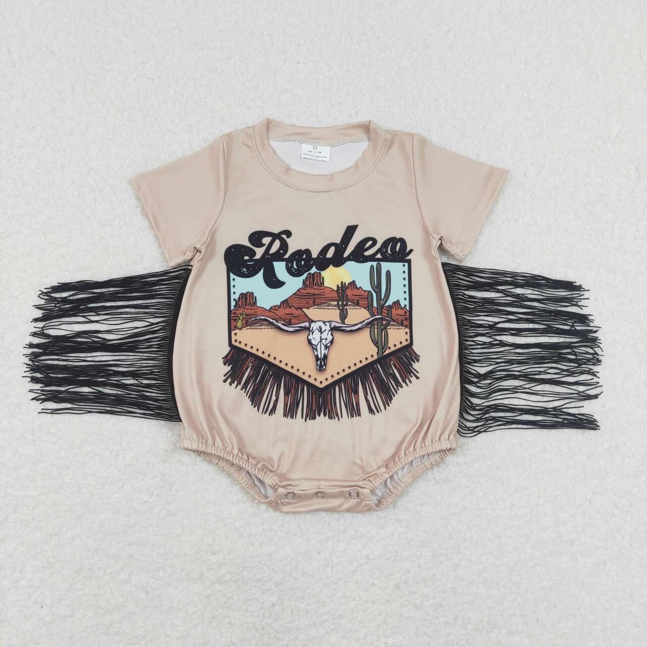 SR0464 baby boy redeo alpine cow tassel summer romper