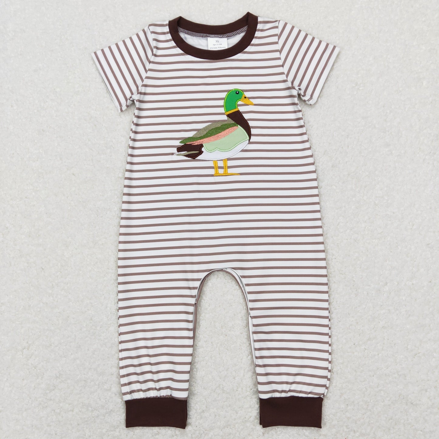 Sibling Baby Boys Girls Embroidery Ducks Stripe Top Hunting Clothes Sets Pant Rompers