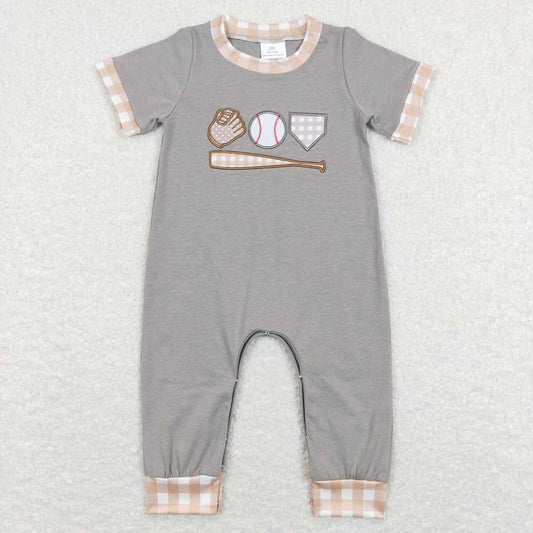 SR0614 Baby Boys Cotton Baseball Embroidery Rompers