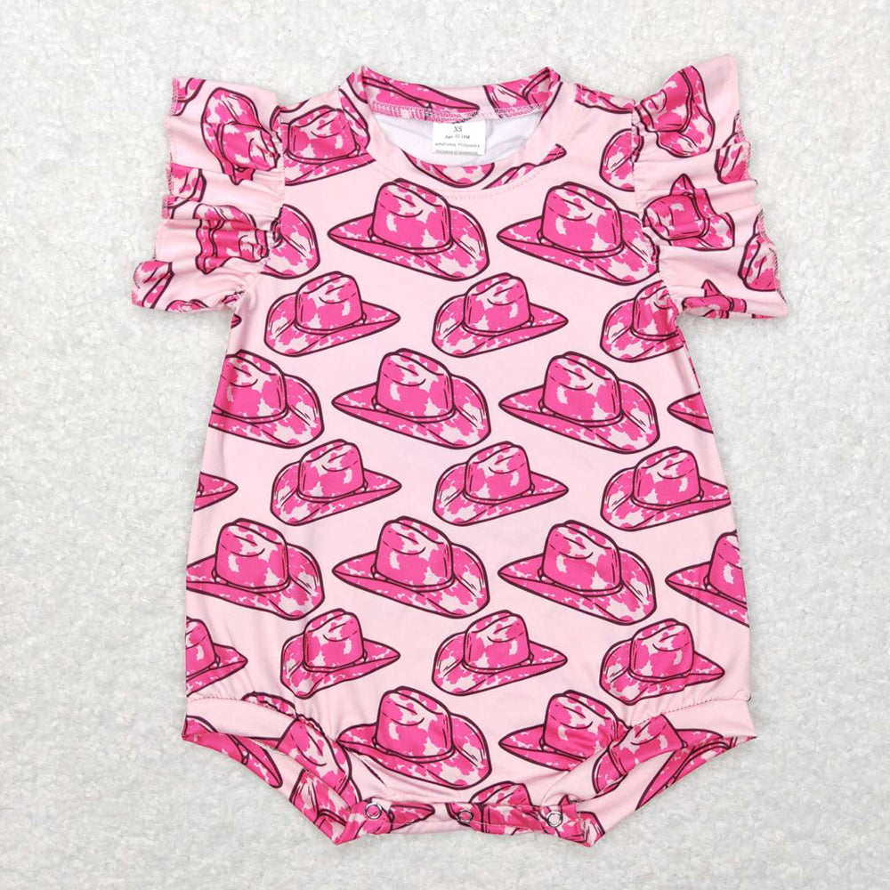 Sibling Baby Infant Girls Western Flutter Sleeve Rompers