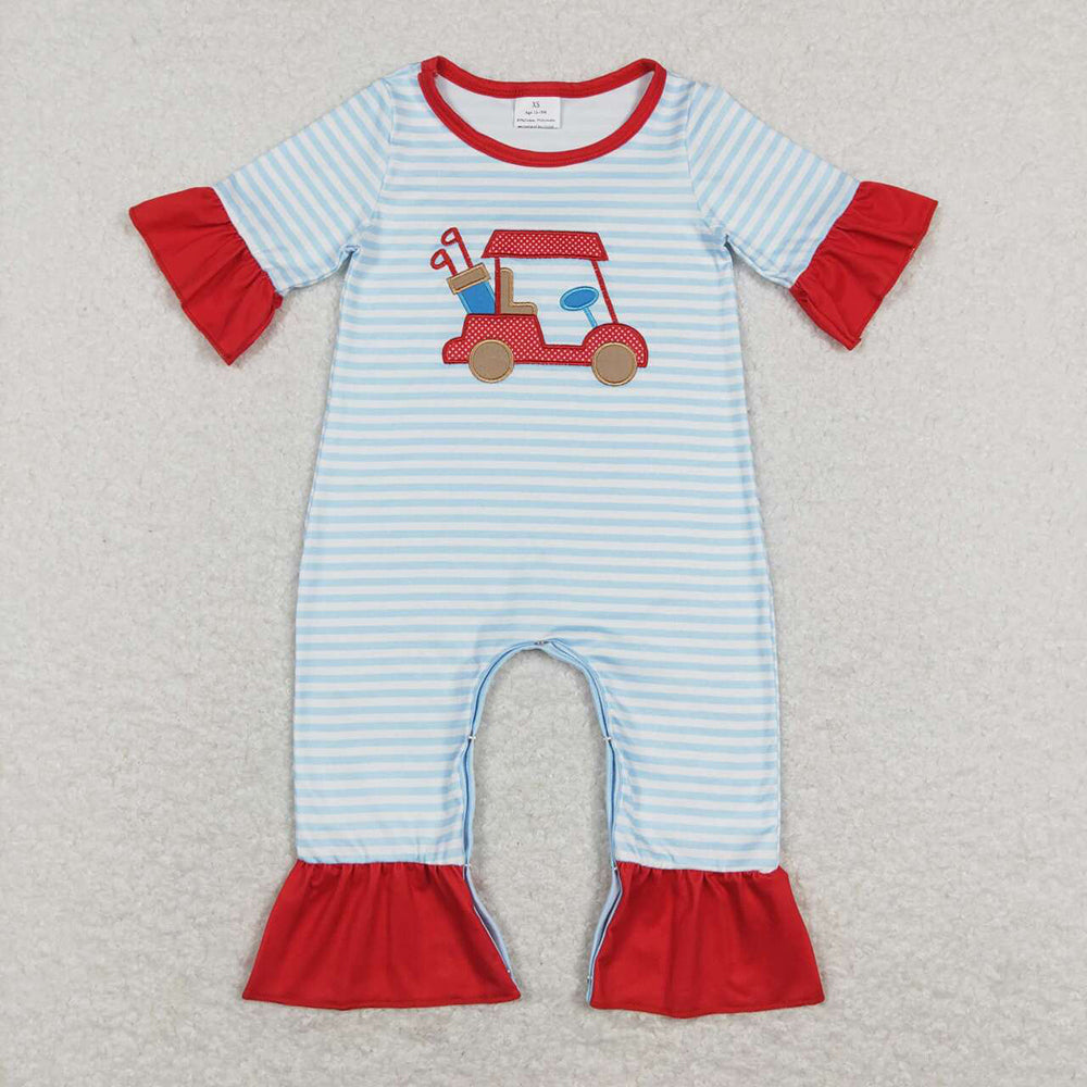 SR0699 baby girl golf cart short sleeve romper