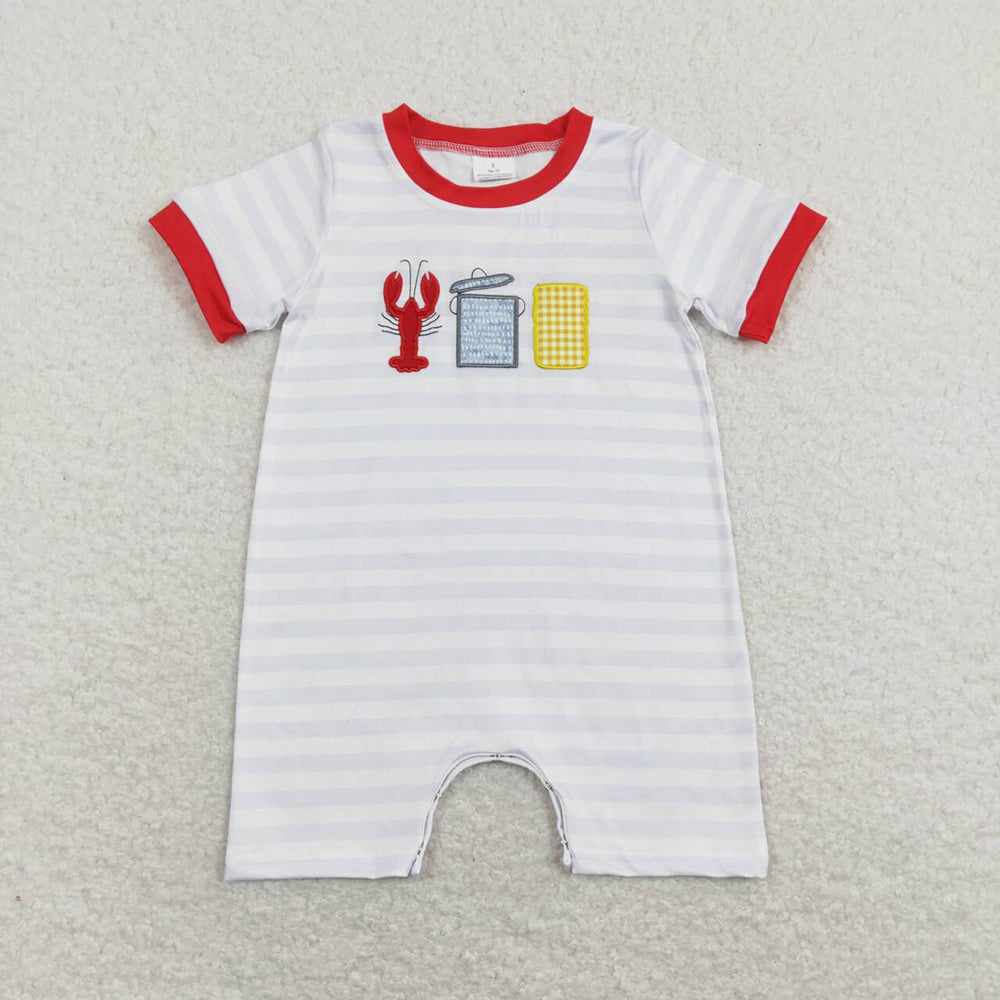 SR0744 baby boy crayfish short sleeve romper