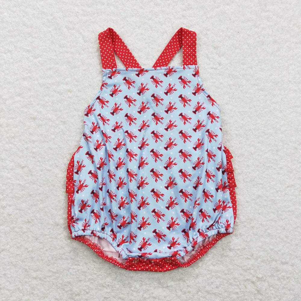 SR0745 baby girl crayfish short sleeve romper
