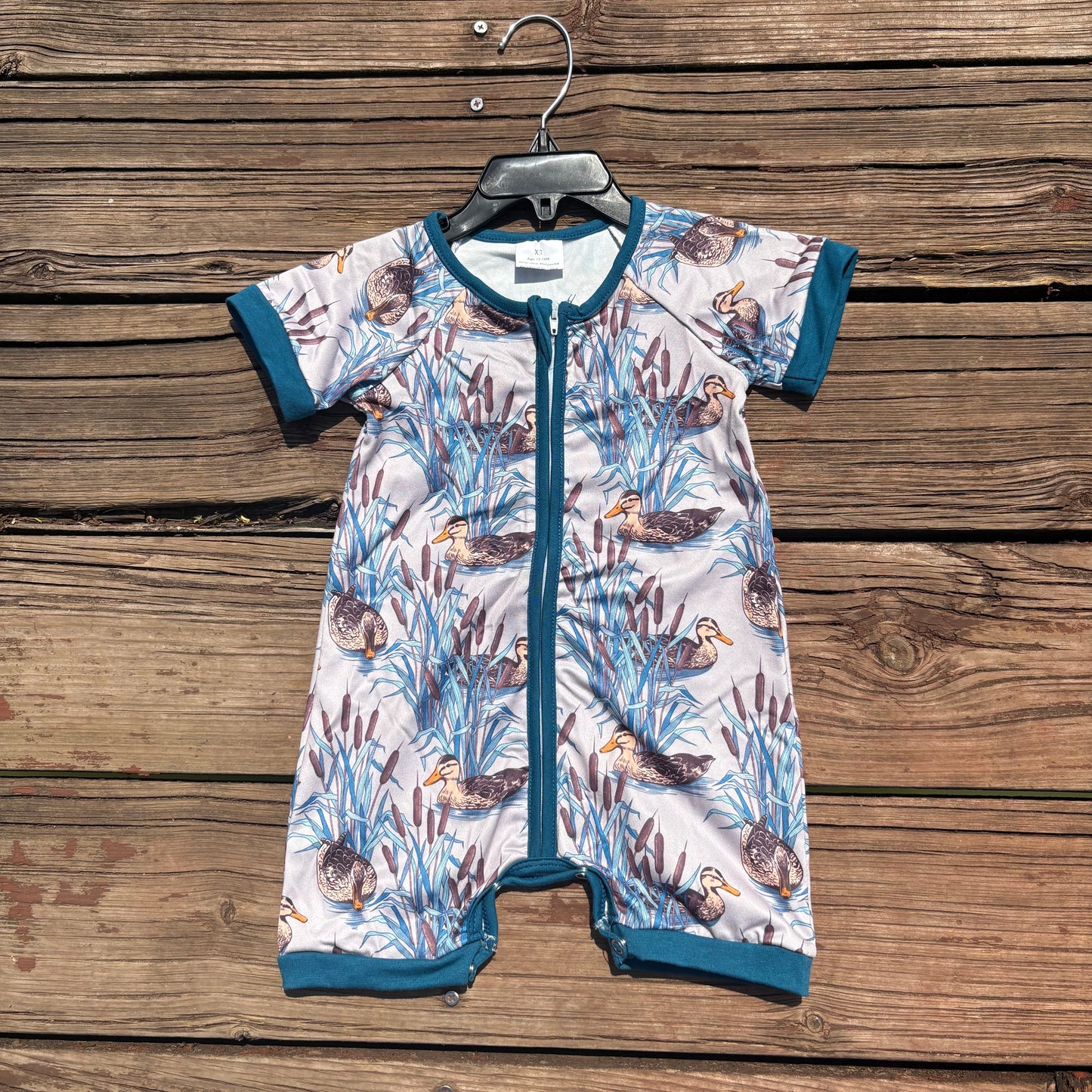 SR0802 baby boy mallard zip romper