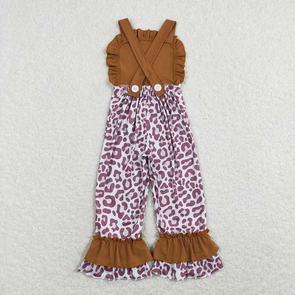 SR0965 baby girl clothes yellow leopard print girl summer jumpsuit