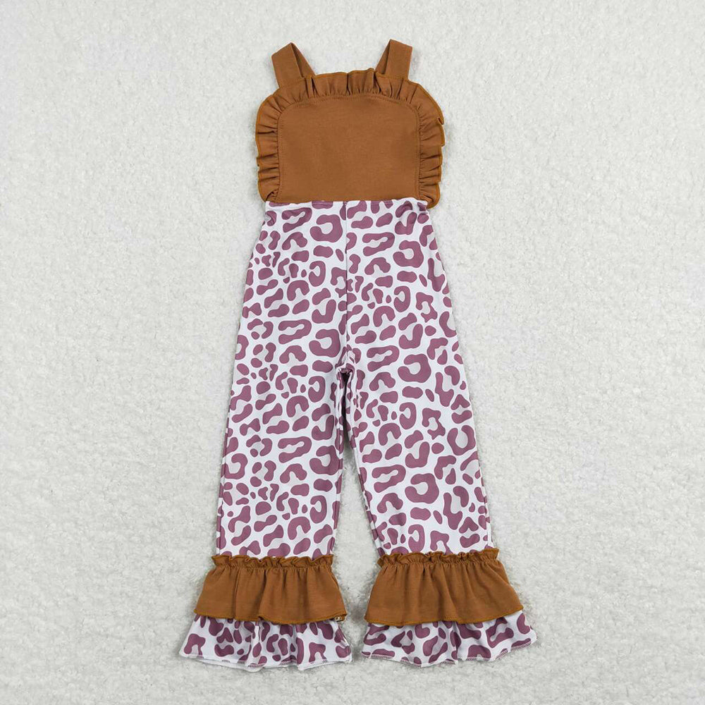 SR0965 baby girl clothes yellow leopard print girl summer jumpsuit
