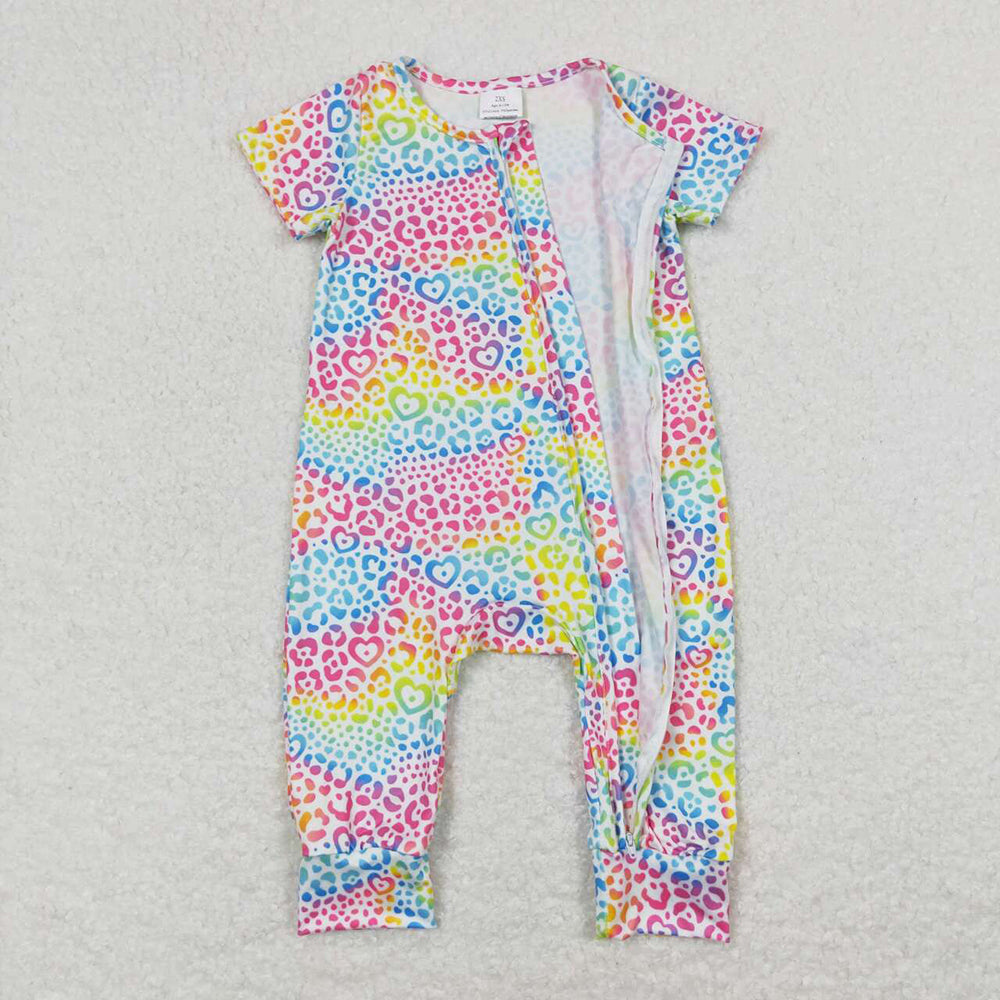 SR0977 baby girl clothes color leopard print girl summer romper