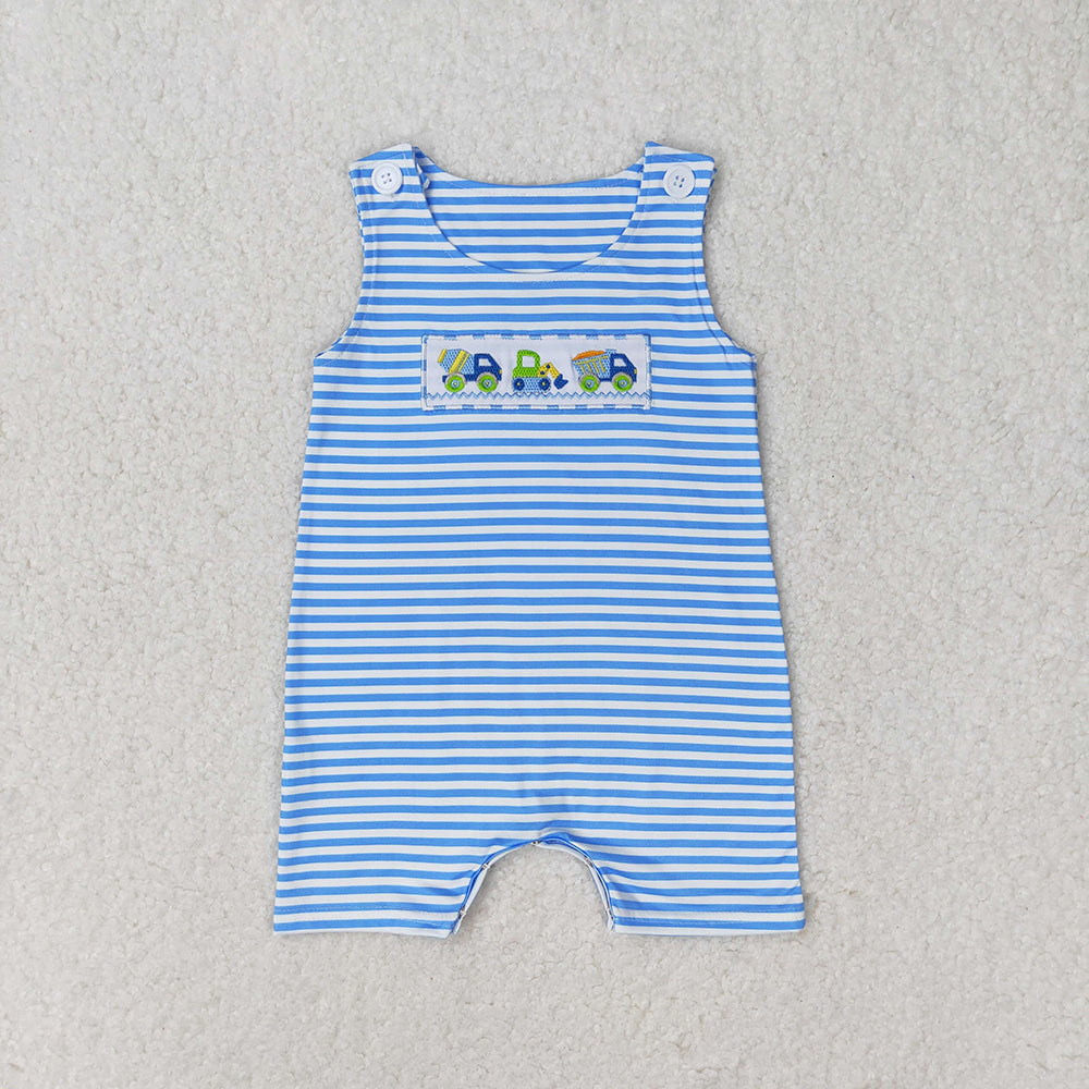 Sibling Embroidery Baby Infant Boys Toddler Sleeveless Rompers