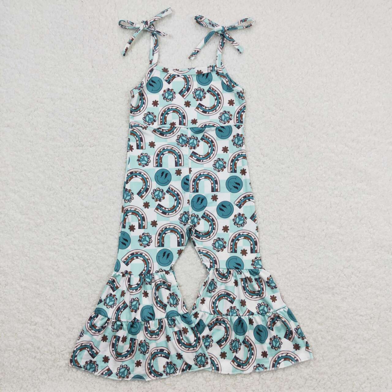 Sibling Baby Girls Strap Bell Bottom Jumpsuits