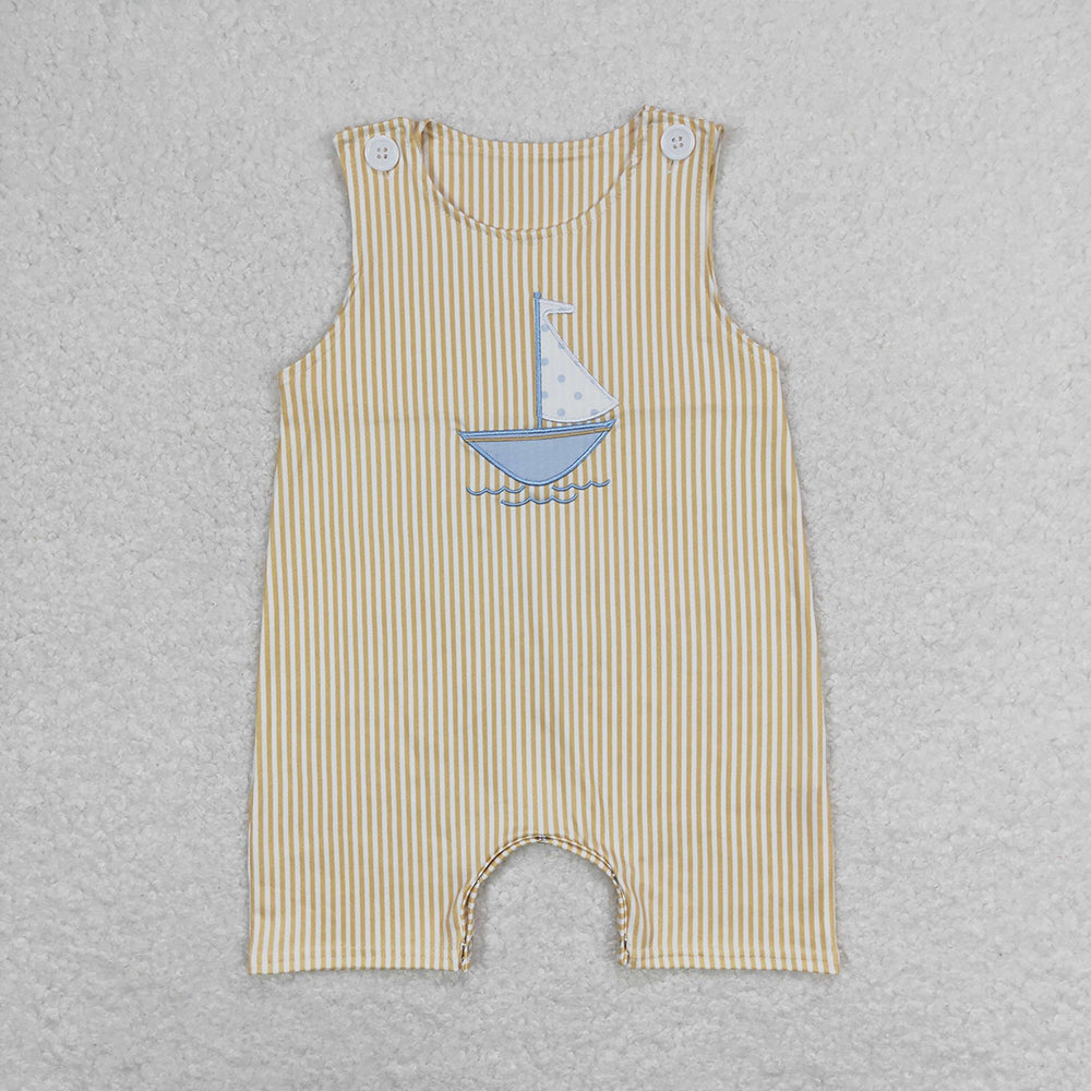Sibling Embroidery Baby Infant Boys Toddler Sleeveless Rompers