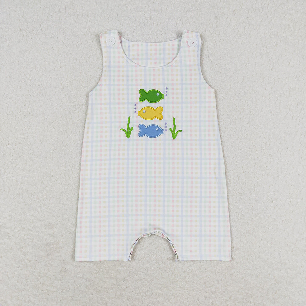 Sibling Embroidery Baby Infant Boys Toddler Sleeveless Rompers