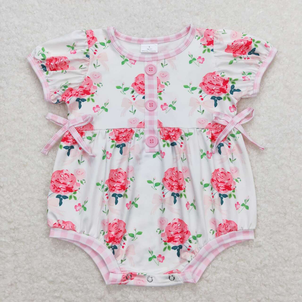 baby Girls pink flowers bows romper SR1160