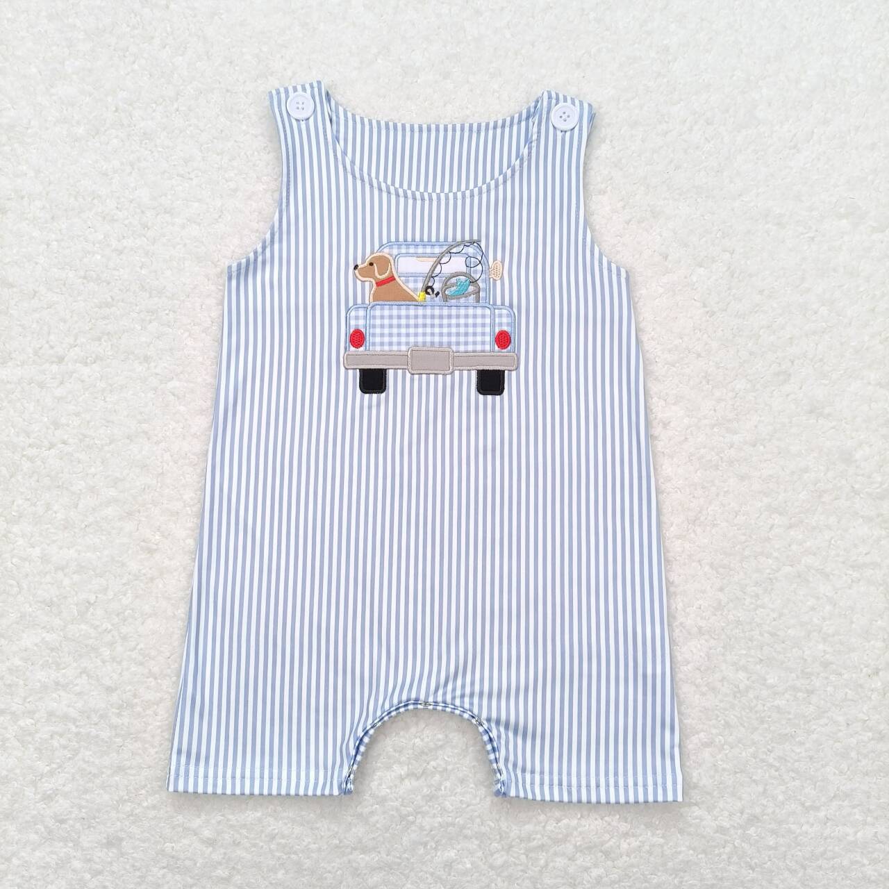 SR1170 baby boy clothes embroidery puppy fishing toddler boy summer bubble