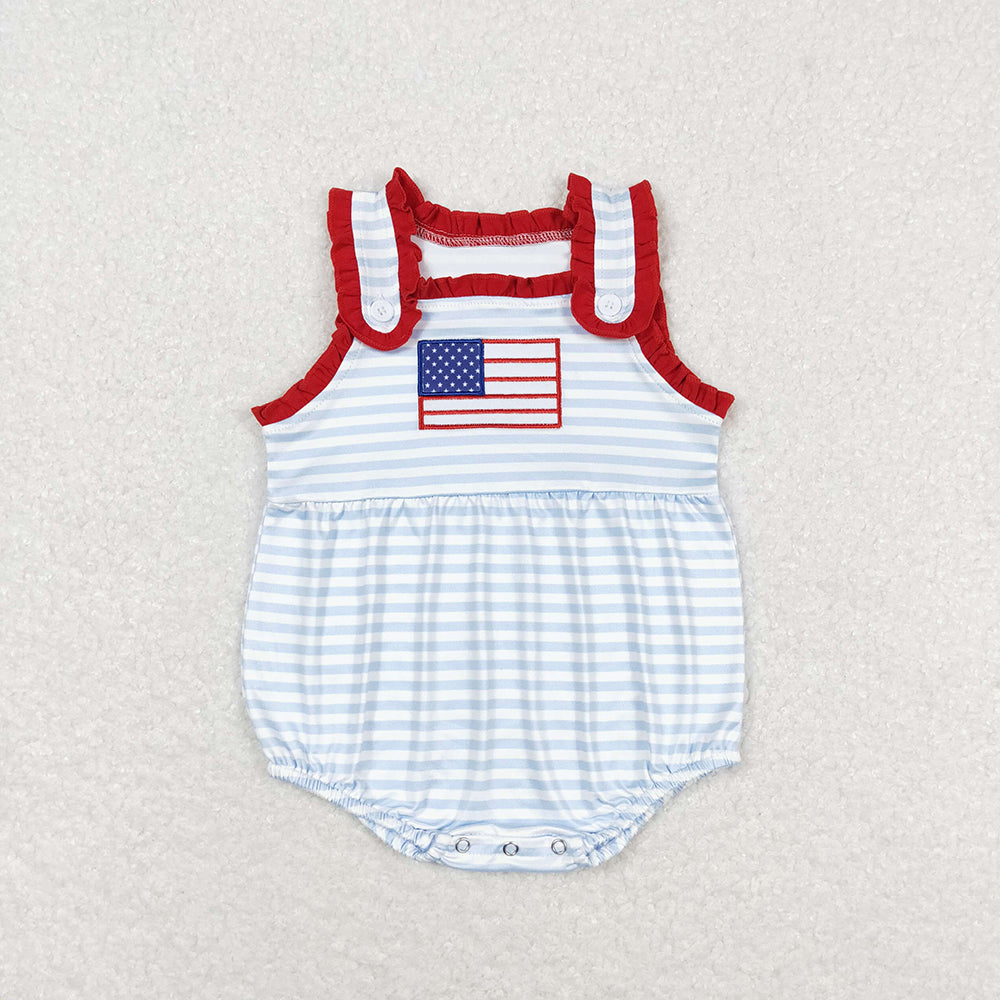 SR1210 baby boys clothes flag embroidery summer 4th of july rompers