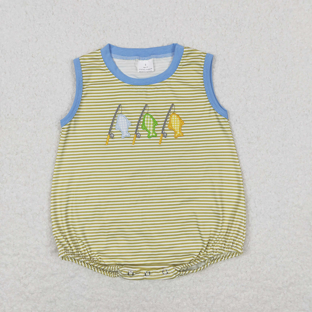 Sibling Baby Infant Boys Cute Embroidery Summer Sleeveless Rompers