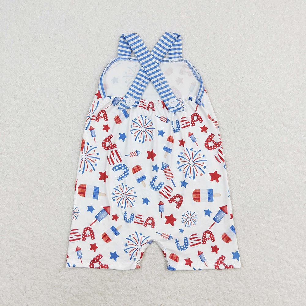 4th of july baby boys popstick USA pocket summer rompers SR1366