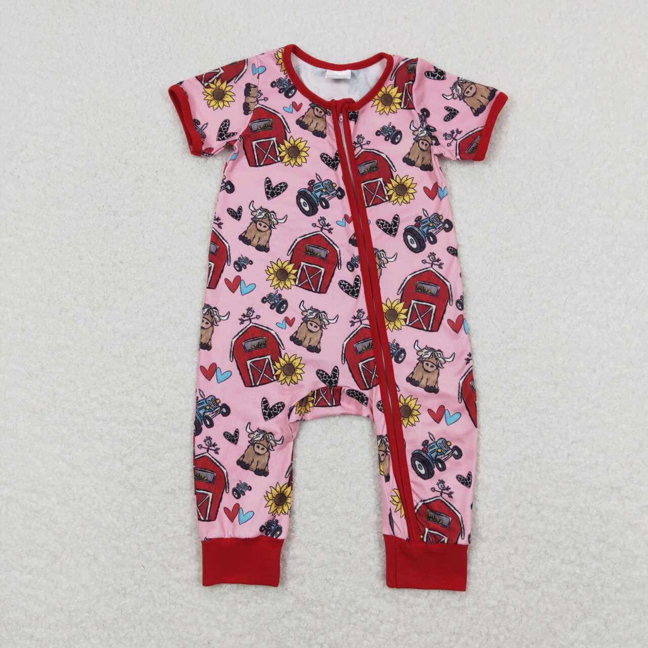 SR1368 baby girl clothes farm loving cow toddler girl summer romper