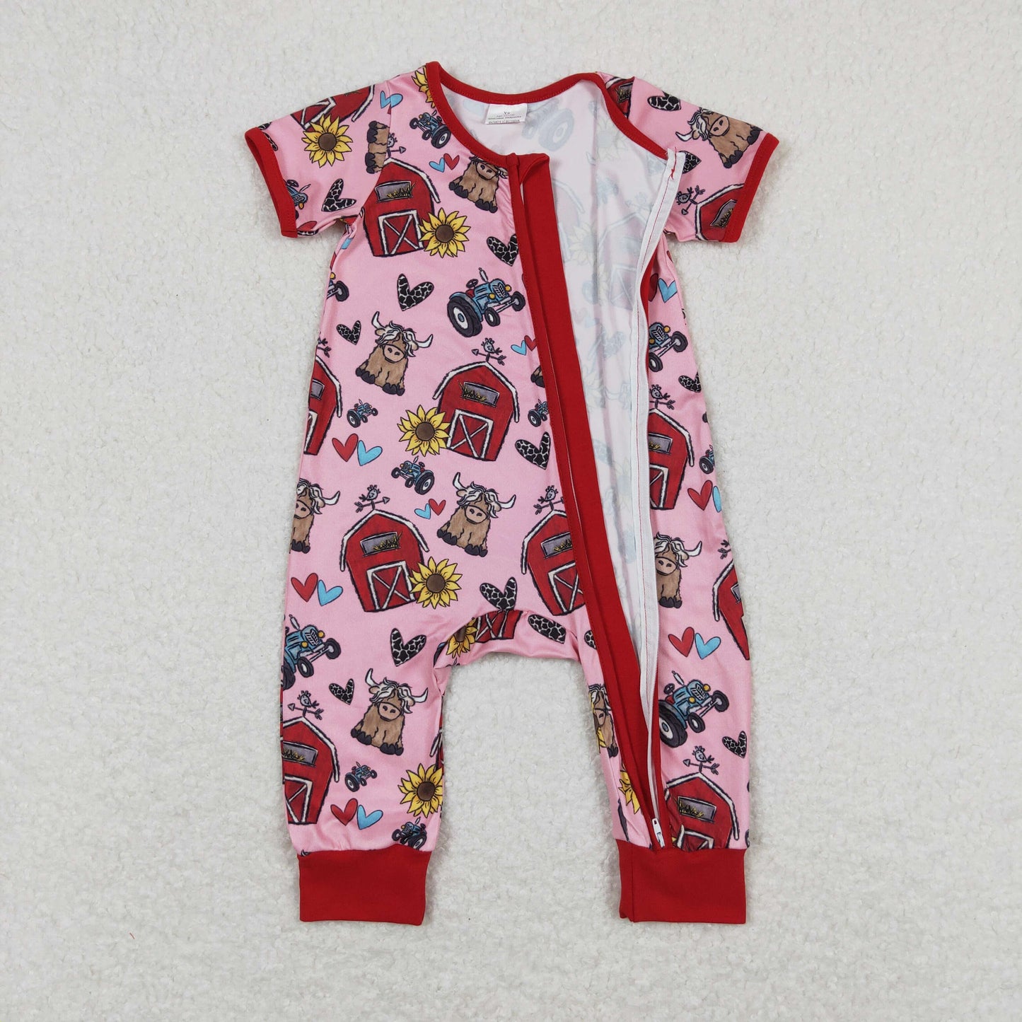 SR1368 baby girl clothes farm loving cow toddler girl summer romper
