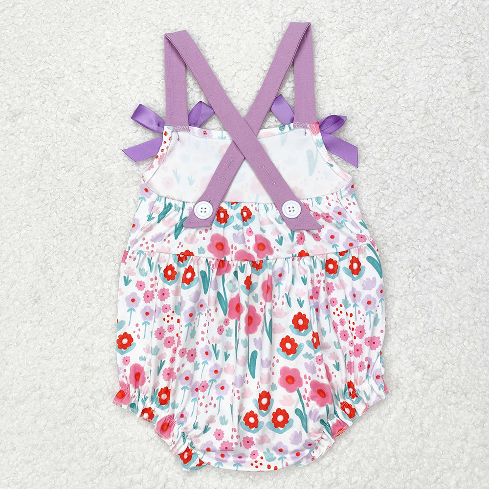 Sibling Baby Girls Pink Tulip Flowers Bows Tunic Shorts Clothes Sets Rompers