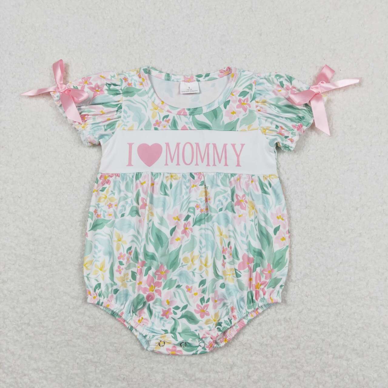 SR1471 baby girl clothes I love mommy green floral toddler girl summer bubble