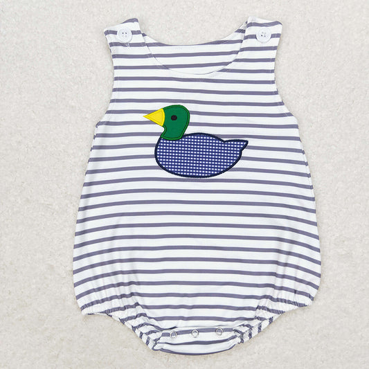 SR1592 baby boy duck embroidery sleeveless romper