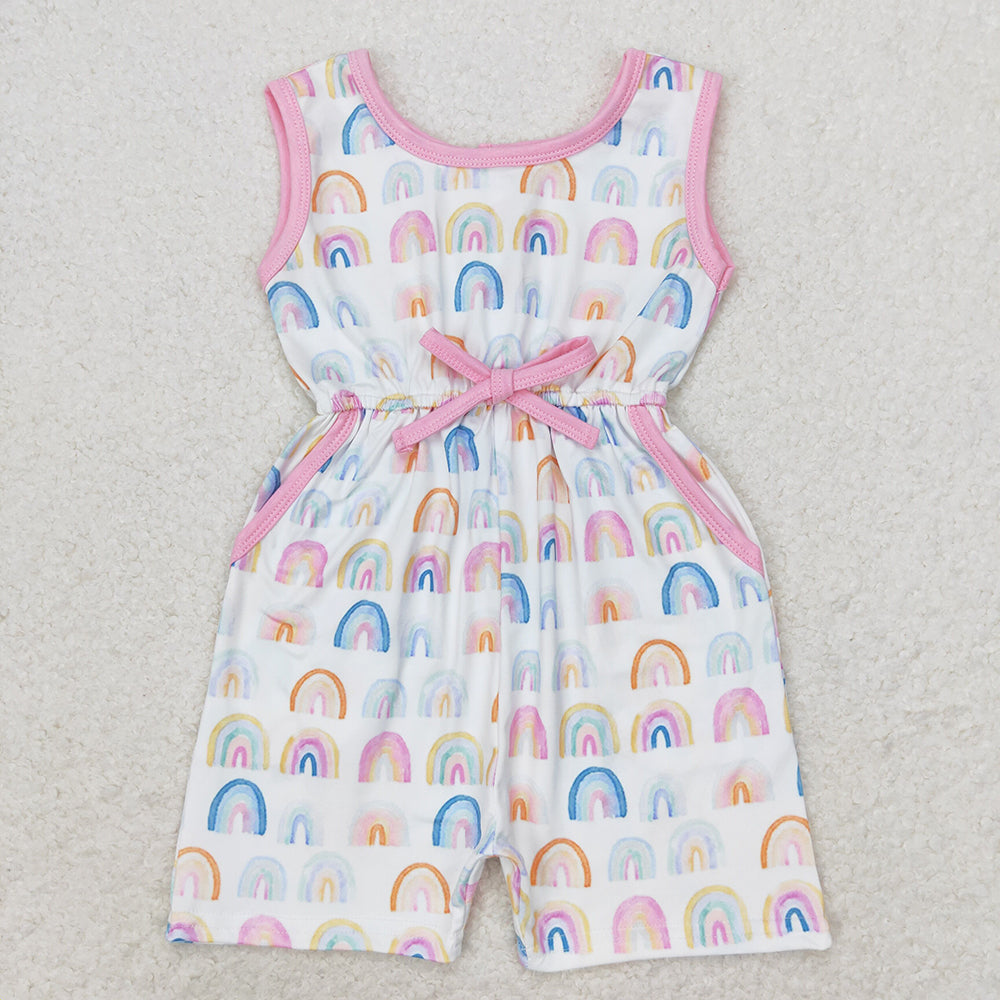 SR1600 baby girls colorful rainbow pockets summer jumpsuits