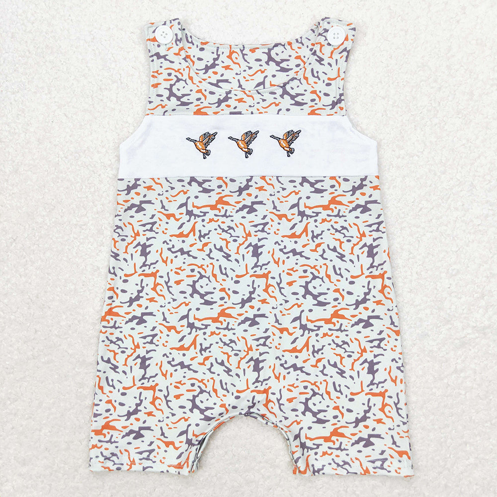 SR1743 baby boys clothes duck hunting leopard embroidery summer rompers