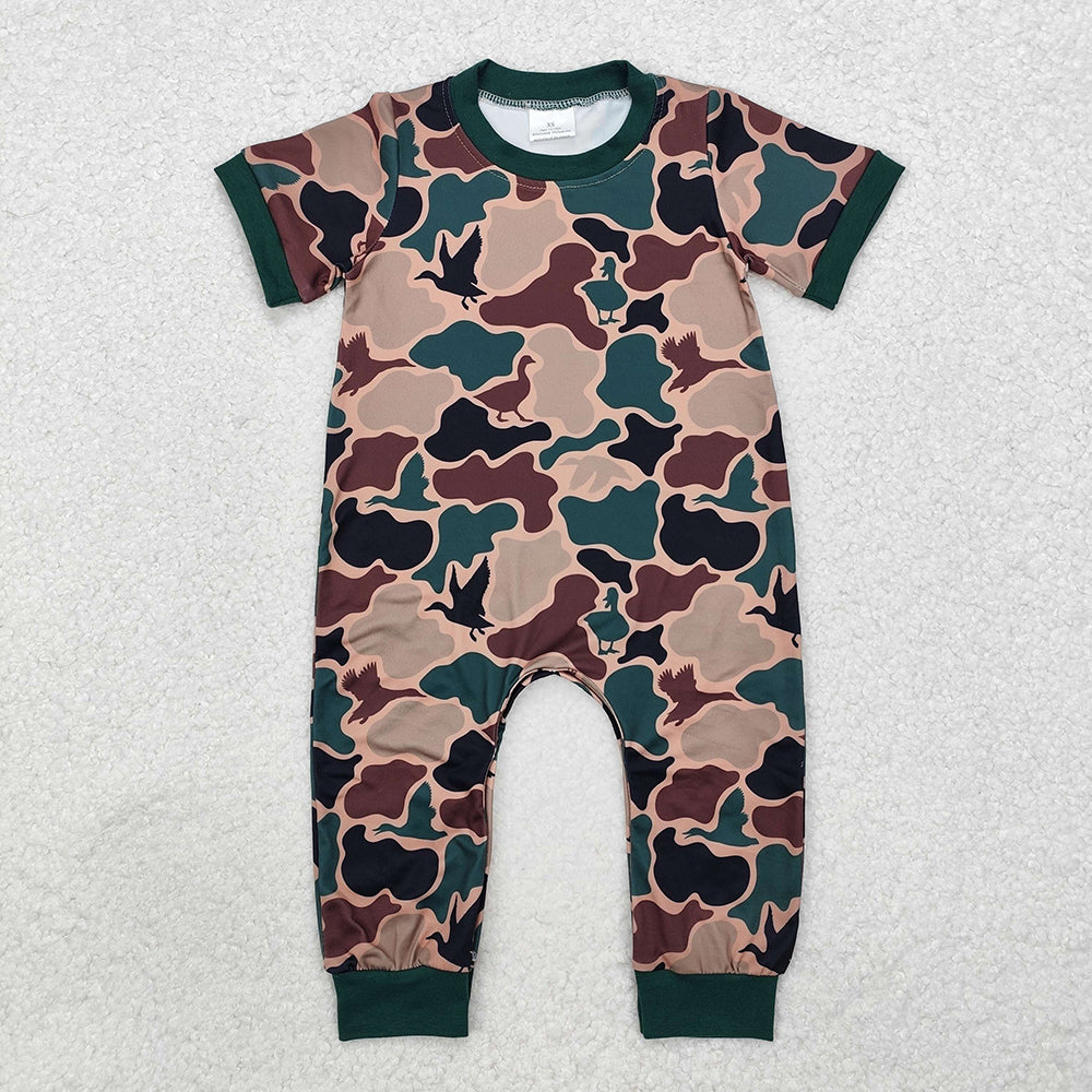 SR1816 baby boy duck camouflage Short Sleeve rompers