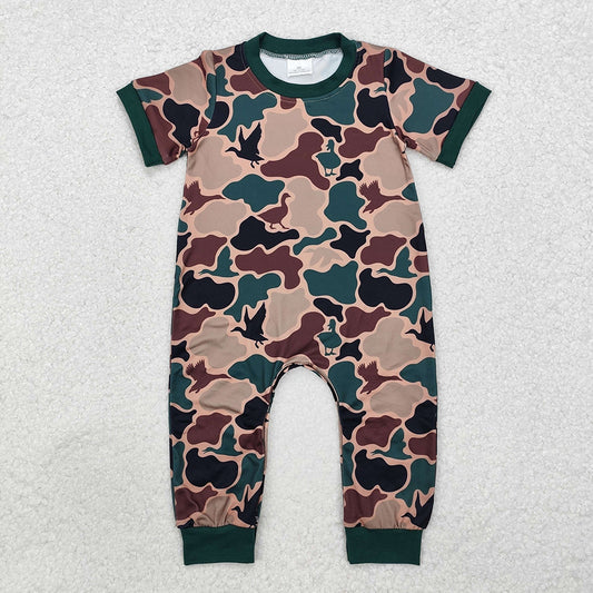 SR1816  baby boy duck camouflage Short Sleeve rompers