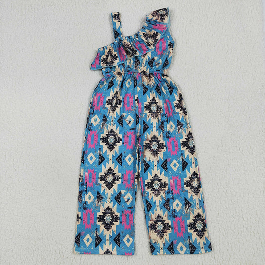 Girls Western Blue Aztec Jumpsuits Rompers SR1977