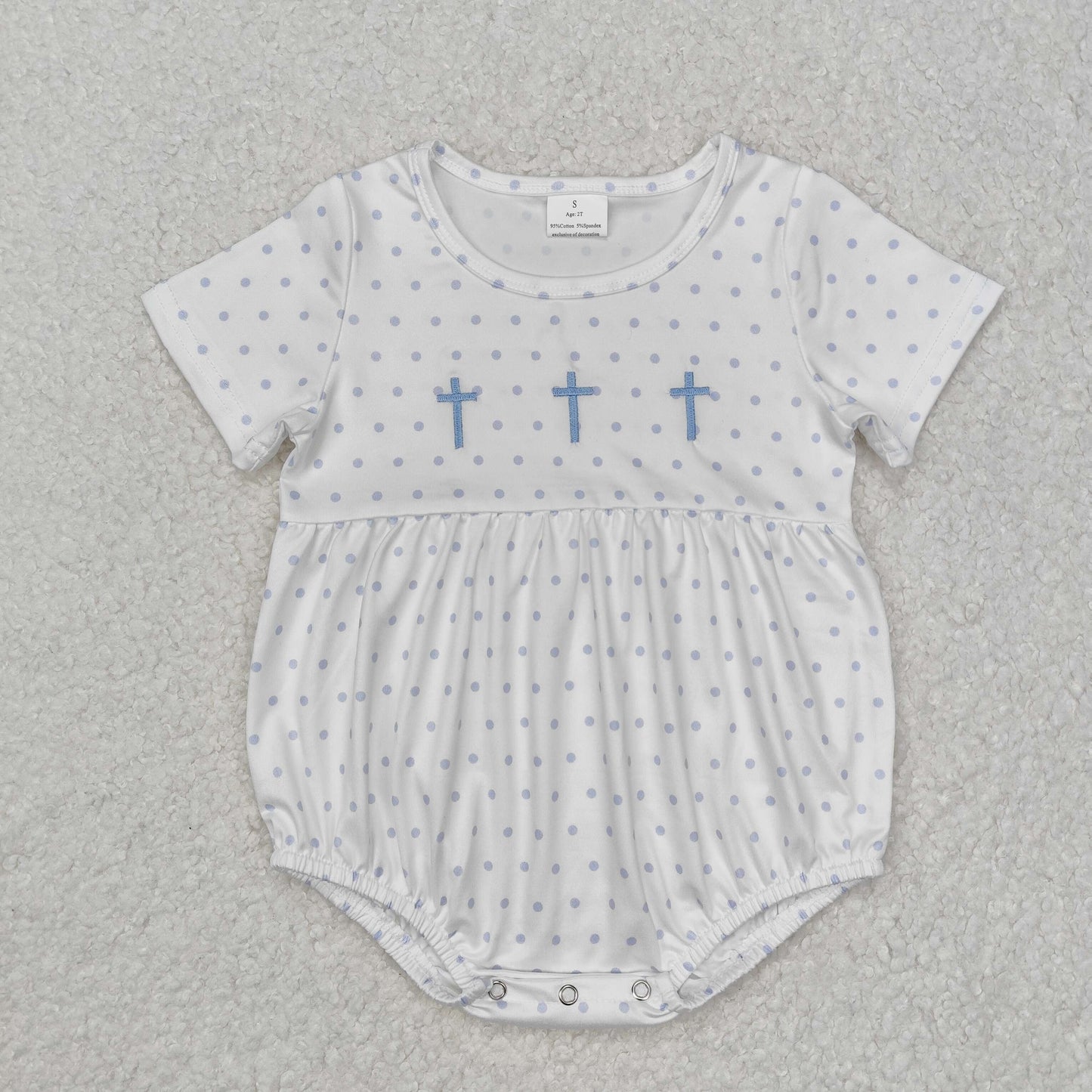 SR2147 baby boy clothes embroidery cross boy easter summer bubble