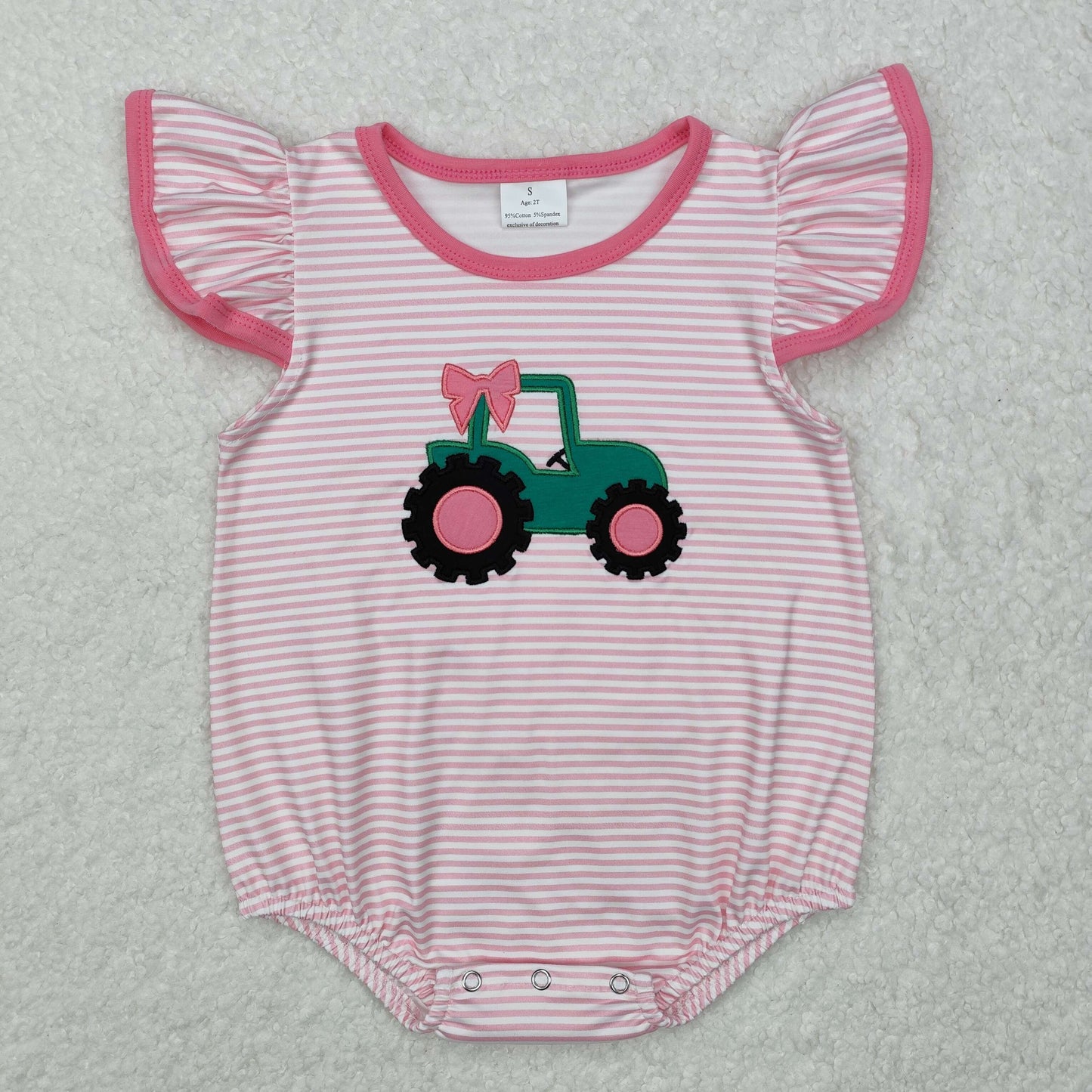 SR2432 baby girl clothes embroidery truck girl summer bubble
