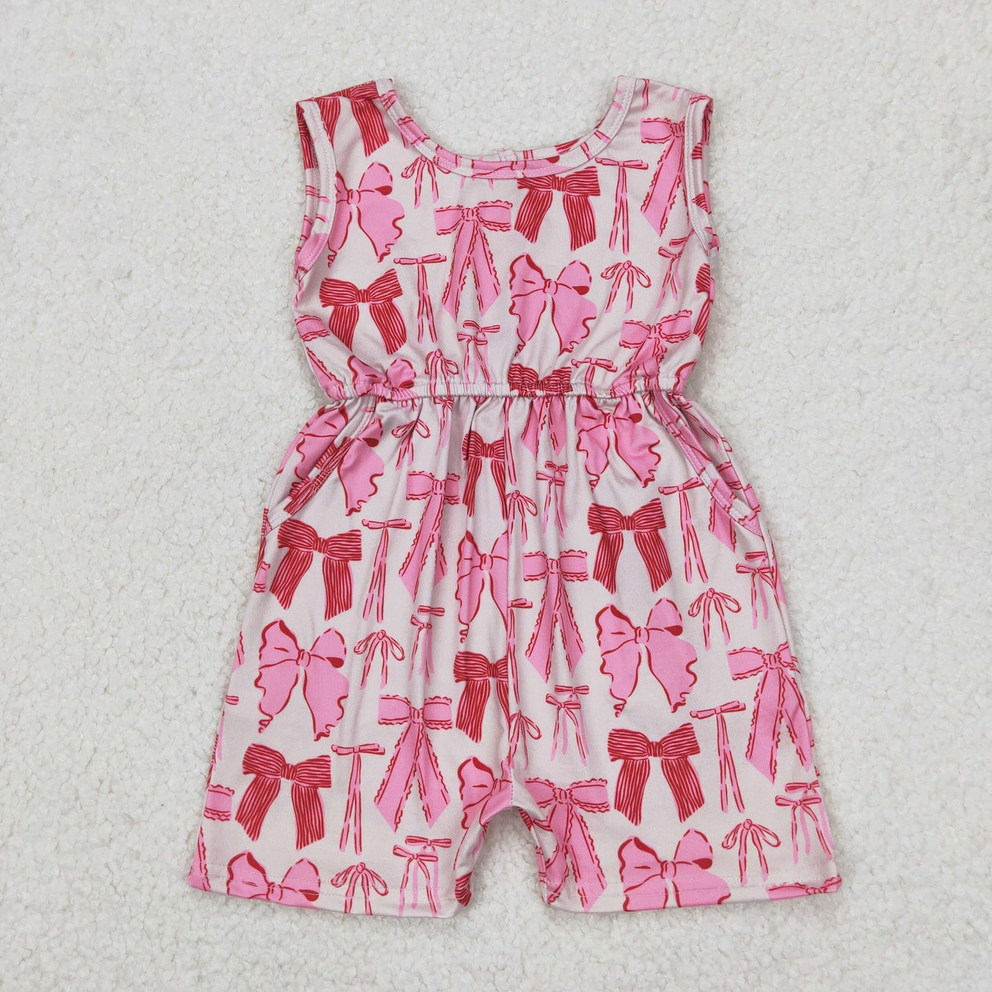 Sibling Adult Women Baby Girls Pink Bows Pockets Jumpsuits Rompers Pajamas Sets