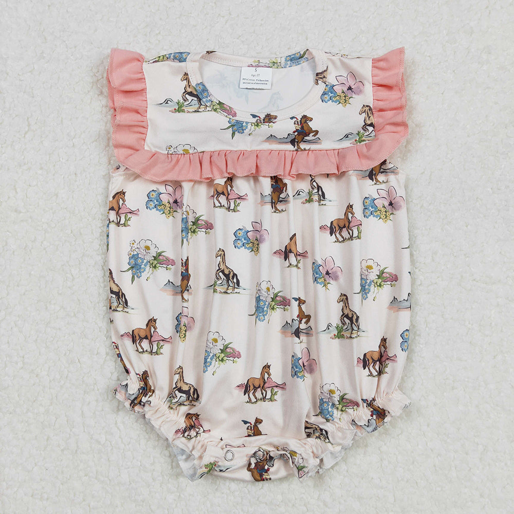 baby Girls western rodeo ruffles romper SR2690