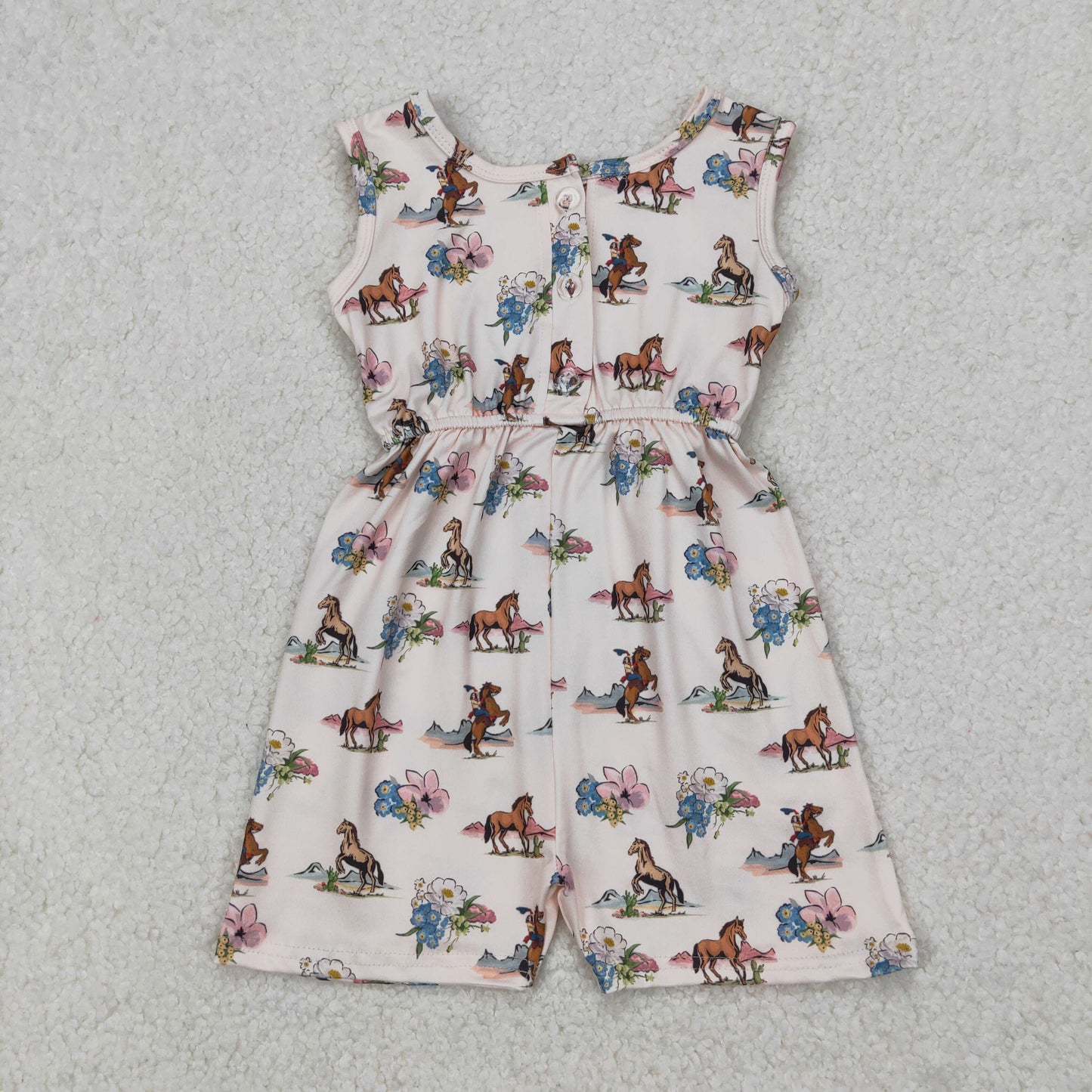 Sibling Baby Girls Sleeveless Flowers Bows Pockets Shorts Jumpsuits