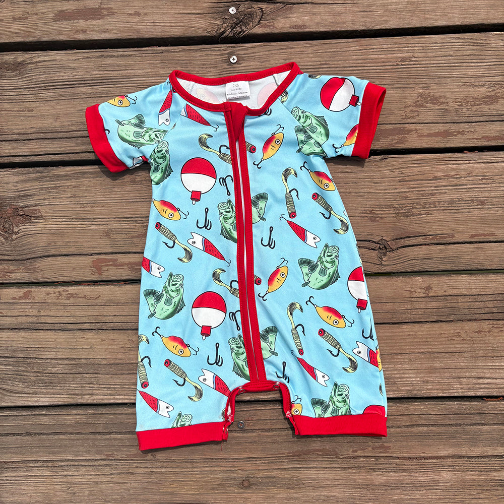 baby Boys fishing hunting zip romper SR2707