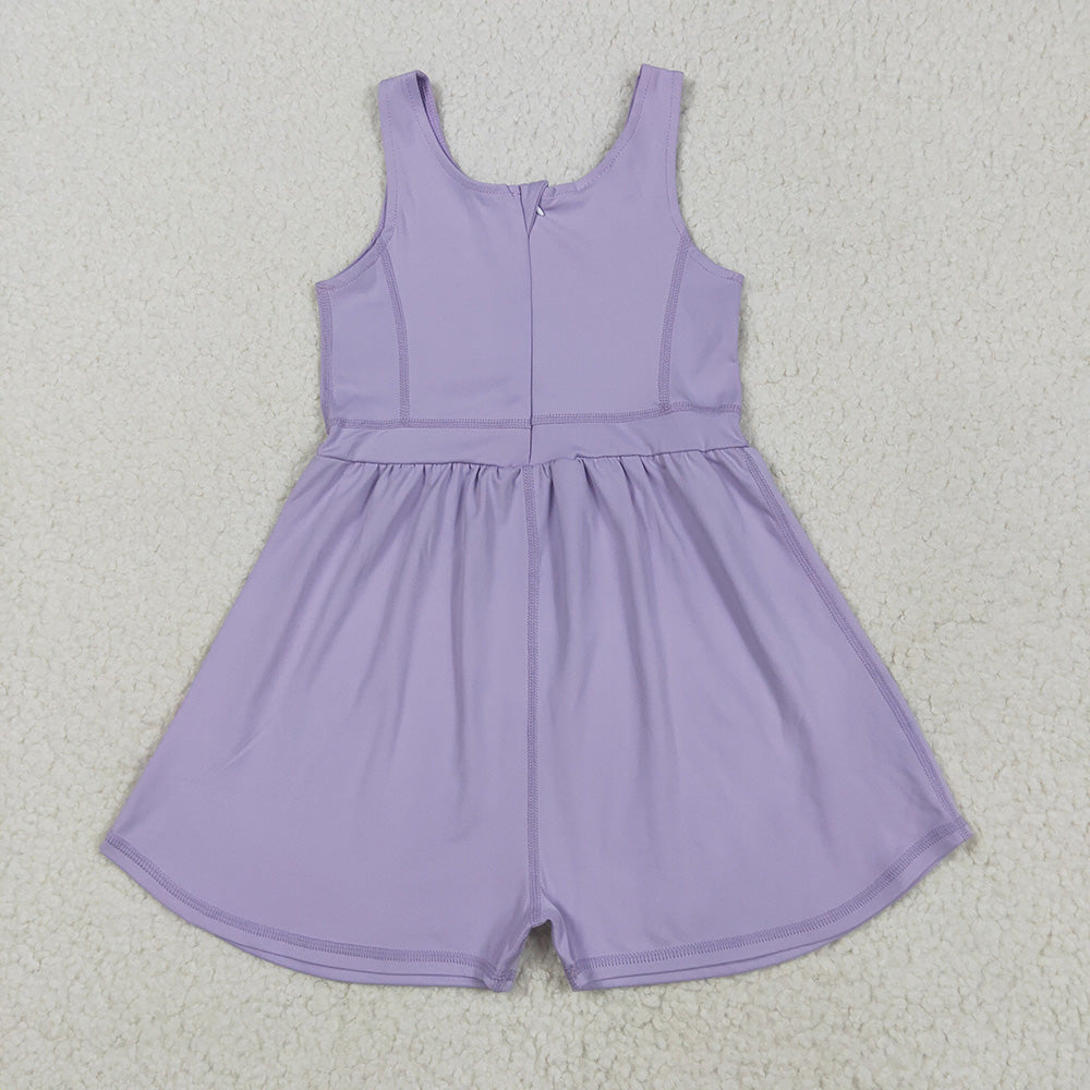 SR3020 toddler girl clothes Lavender athletic summer yoga jumpsuits