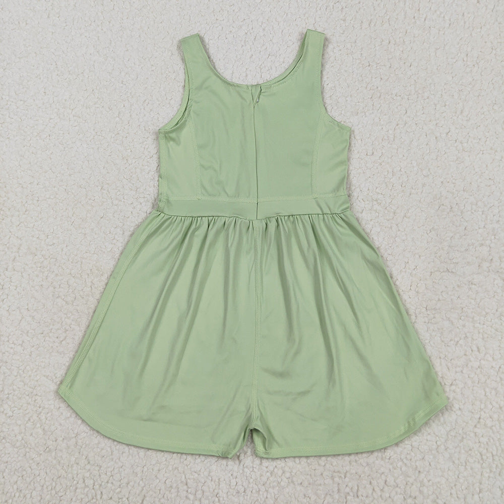 SR3021 toddler girl clothes Light Green athletic summer yoga jumpsuits