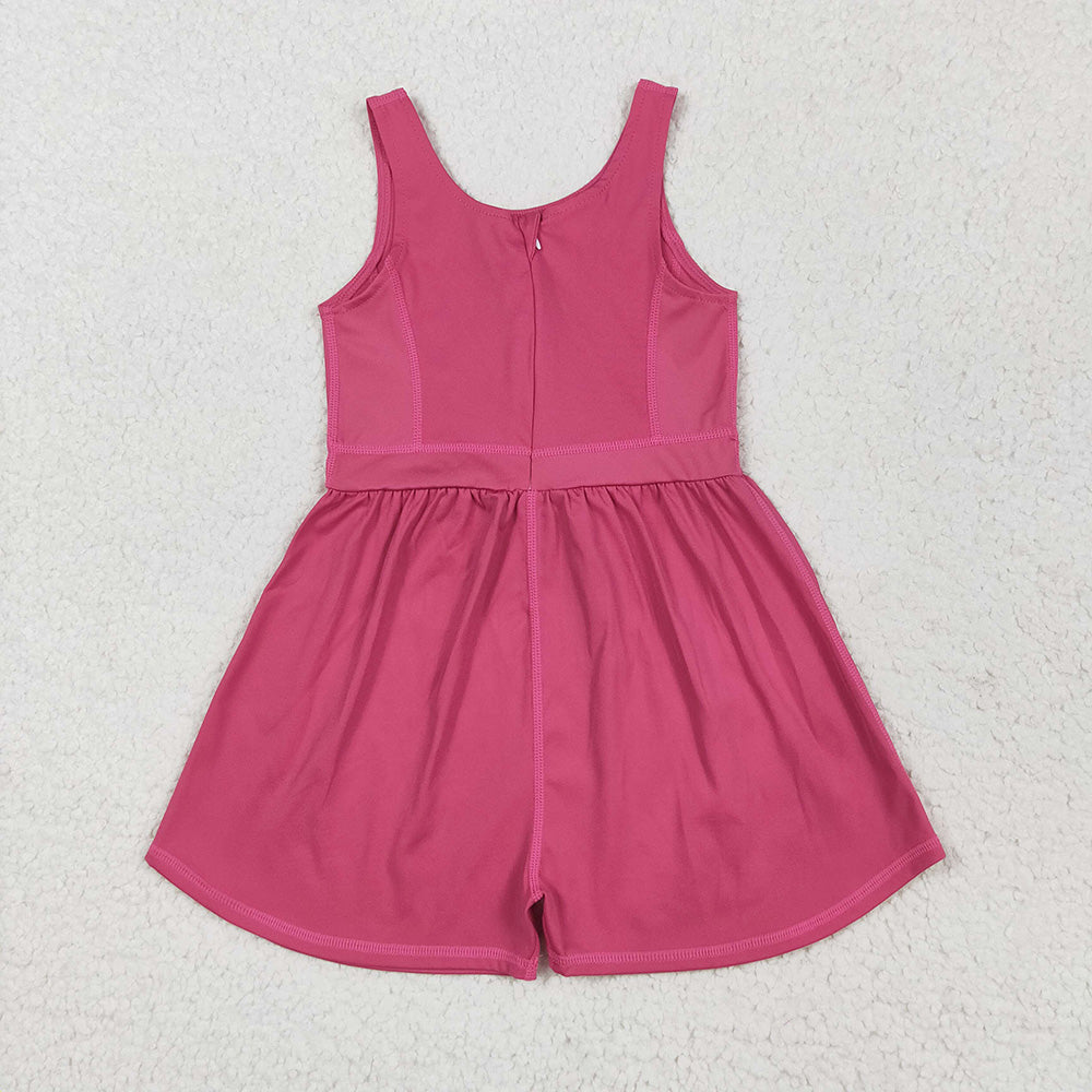 SR3022 toddler girl clothes Dark Pink athletic summer yoga jumpsuits