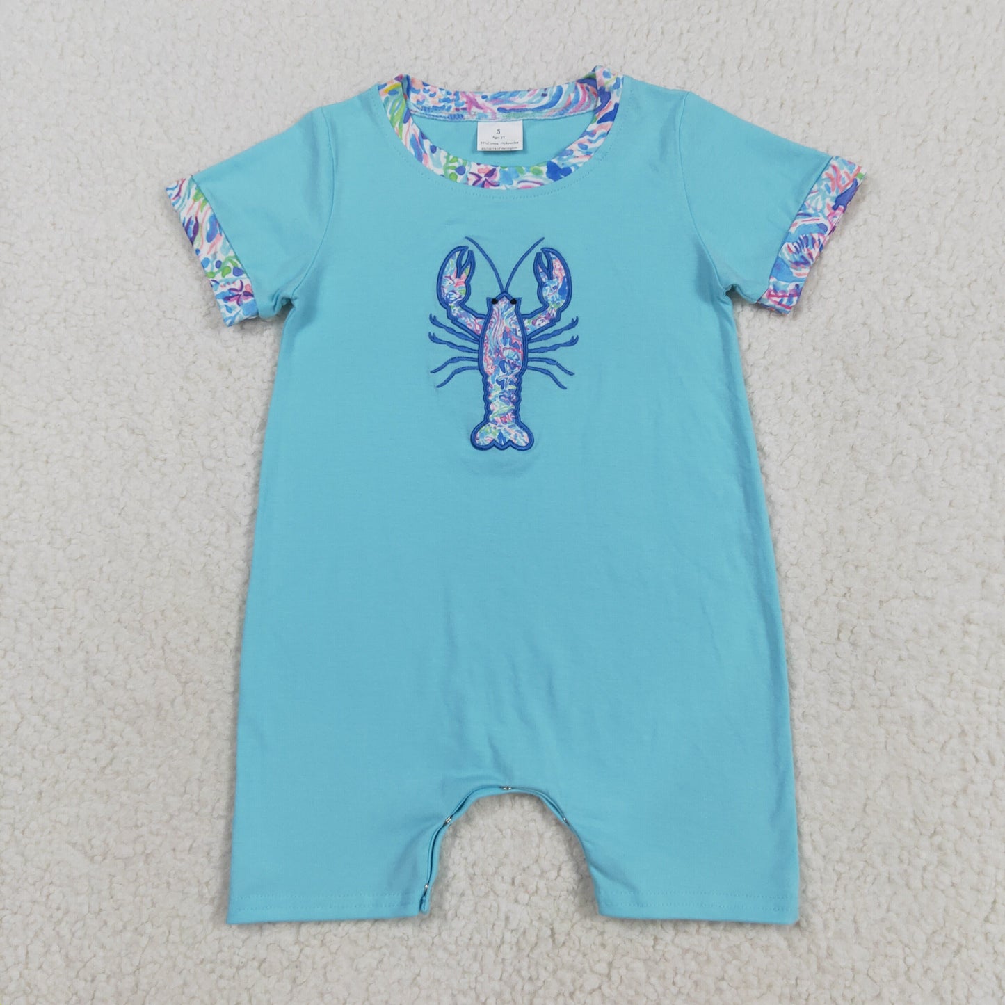Sibling Embroidery Baby Boys Girls Floeal Crayfish Sumoer Clothes Sets Dress Rompers