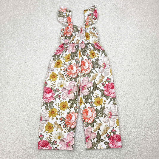 Pink Mustard Flowers Straps Girls Jumpsuits Rompers SR3053