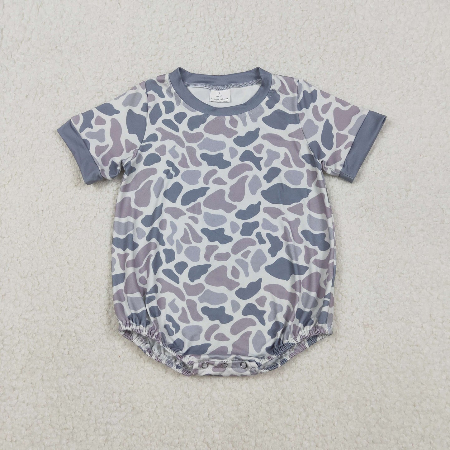 SR3243 Baby Boys Grey Camo Short Sleeve Southern Rompers