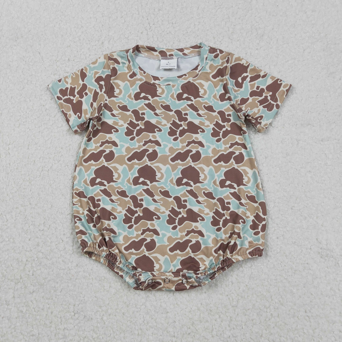 SR3449 Baby Boys Short Sleeve Southern Khaki Camo Rompers